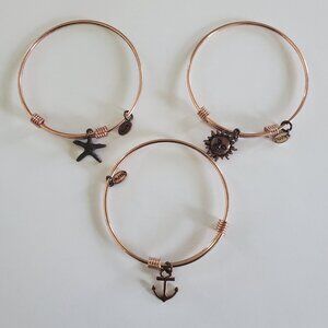 Lot of 3 Kona Lightweight Rose Gold Tone Expandable Bracelet Starfish Sun Bangle